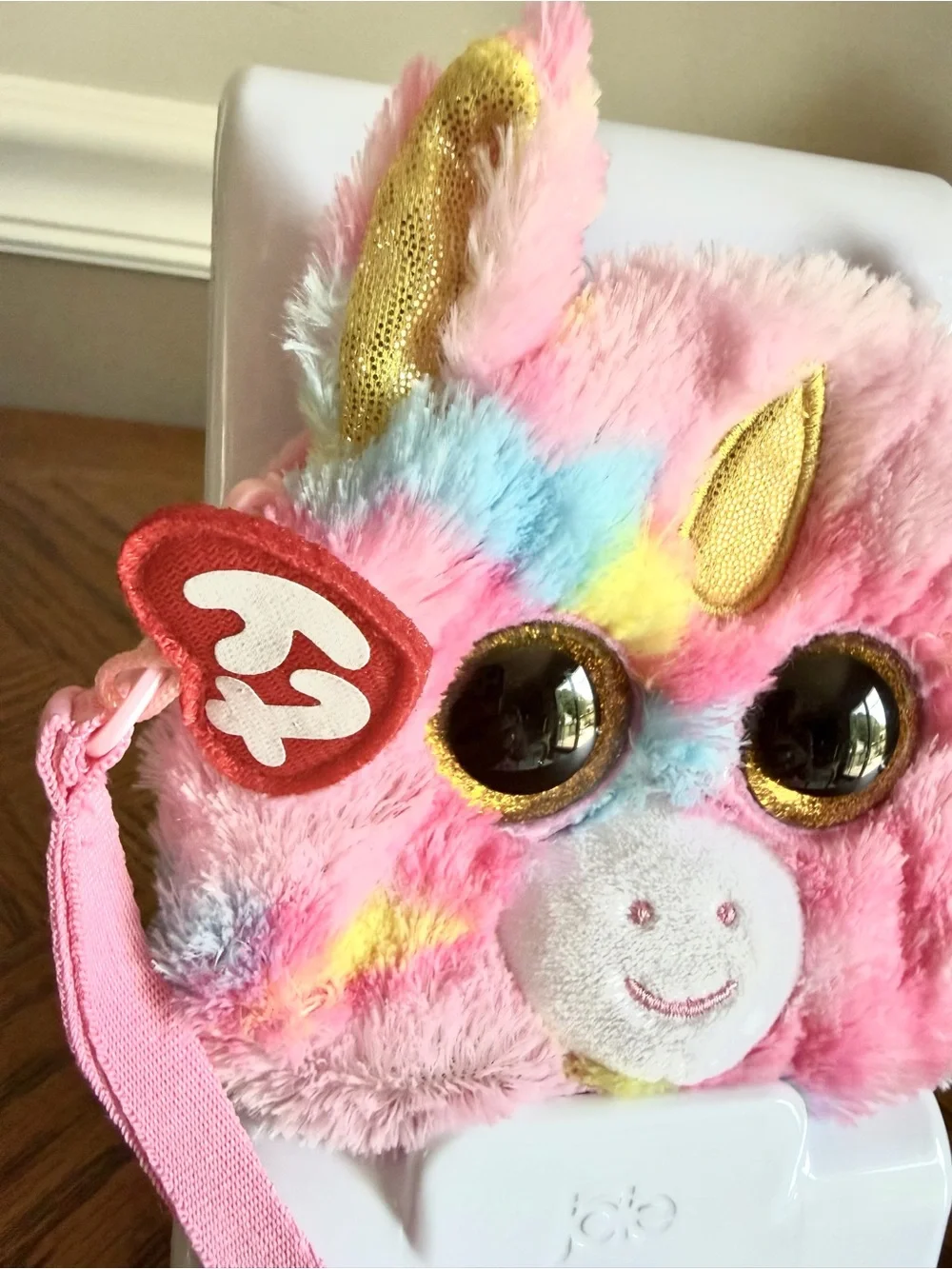 🎅🏻 SALE Ty NWT FANTASIA Pink Multicolor Unicorn Wristlet Coin Pouch Plush NWT